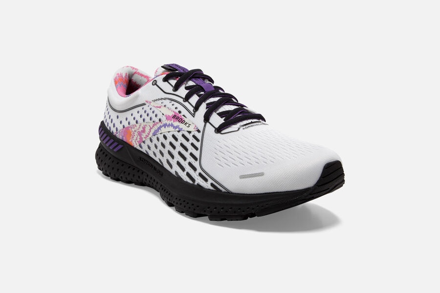 Brooks Running Shoes - Adrenaline GTS 21 Road Mens - White/Black/Purple - JRY-741895